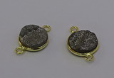 NGC5594 15mm - 16mm coin plated druzy agate connectors wholesale