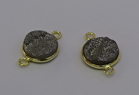 NGC5594 15mm - 16mm coin plated druzy agate connectors wholesale