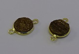 NGC5595 15mm - 16mm coin plated druzy agate connectors wholesale