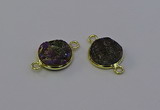 NGC5598 15mm - 16mm coin plated druzy agate connectors wholesale