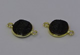 NGC5601 15mm - 16mm coin plated druzy agate connectors wholesale