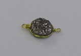 NGC5605 15mm - 16mm coin plated druzy quartz connectors wholesale