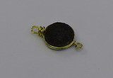 NGC5611 15mm - 16mm coin plated druzy quartz connectors wholesale