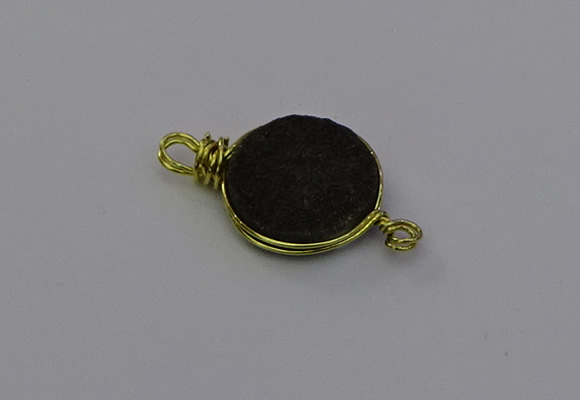 NGC5611 15mm - 16mm coin plated druzy quartz connectors wholesale