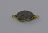 NGC5616 15*20mm oval plated druzy quartz connectors wholesale