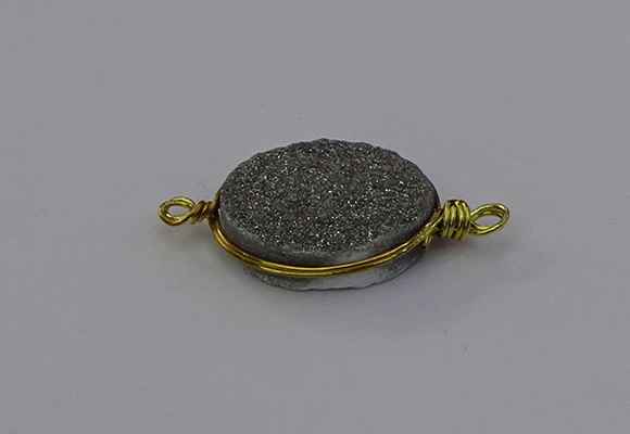 NGC5616 15*20mm oval plated druzy quartz connectors wholesale