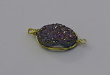 NGC5619 15*20mm oval plated druzy quartz connectors wholesale