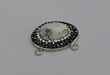 NGC5636 18*25mm faceted oval white howlite turquoise connectors