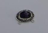 NGC5648 18*25mm faceted oval amethyst gemstone connectors