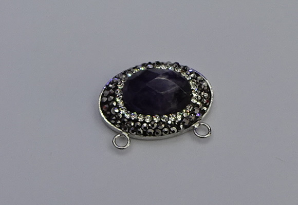 NGC5648 18*25mm faceted oval amethyst gemstone connectors