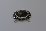 NGC5650 18*25mm faceted oval smoky quartz connectors