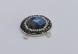 NGC5657 18*25mm faceted oval labradorite gemstone connectors