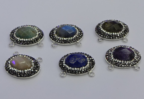 NGC5661 18*25mm faceted oval mixed gemstone connectors