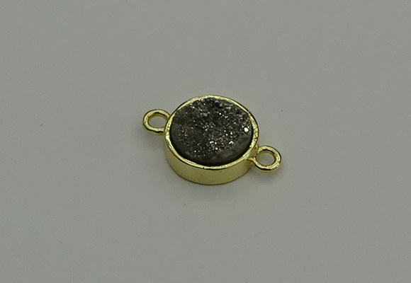 NGC5778 12mm coin plated druzy agate connectors wholesale