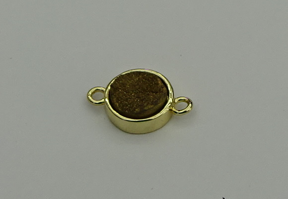 NGC5779 12mm coin plated druzy agate connectors wholesale