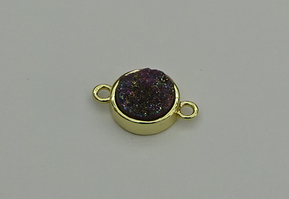 NGC5782 12mm coin plated druzy agate connectors wholesale