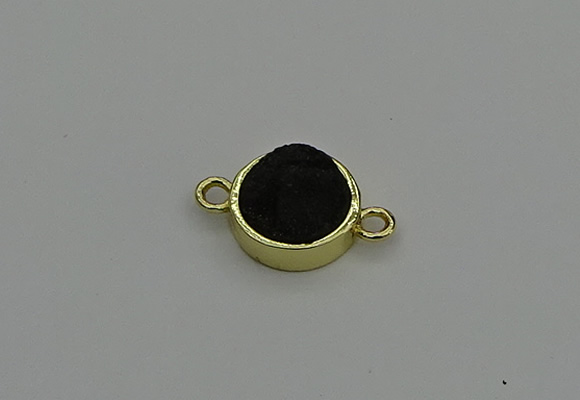 NGC5784 12mm coin plated druzy agate connectors wholesale