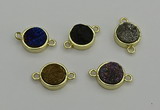 NGC5786 12mm coin plated druzy agate connectors wholesale