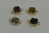 NGC5796 10*10mm square plated druzy agate connectors wholesale