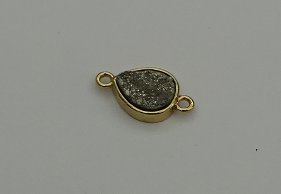 NGC5798 10*14mm flat teardrop plated druzy agate connectors