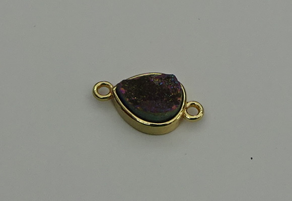 NGC5802 10*14mm flat teardrop plated druzy agate connectors