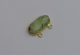 NGC5816 13*25mm faceted oval green rutilated quartz connectors