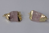 NGC583 18*25mm - 22*30mm nuggets rose quartz gemstone connectors