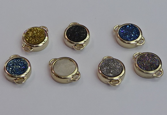 NGC5832 15mm coin plated druzy agate connectors wholesale