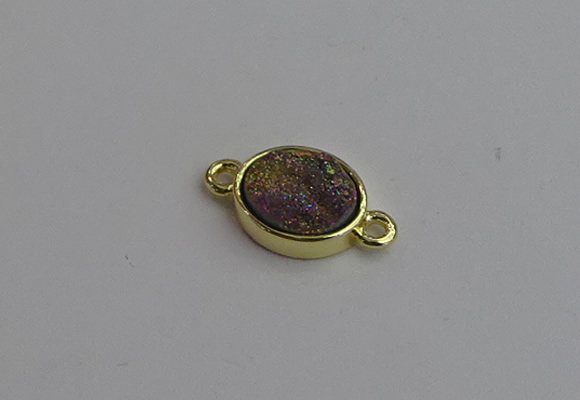 NGC5842 11*13mm oval plated druzy agate connectors wholesale