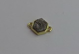 NGC5850 12*12mm hexagon plated druzy agate connectors wholesale