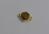 NGC5851 12*12mm hexagon plated druzy agate connectors wholesale