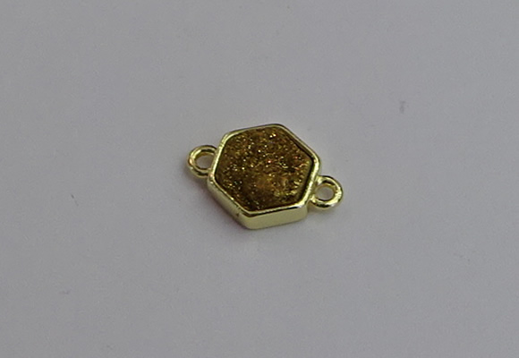 NGC5851 12*12mm hexagon plated druzy agate connectors wholesale