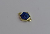 NGC5854 12*12mm hexagon plated druzy agate connectors wholesale