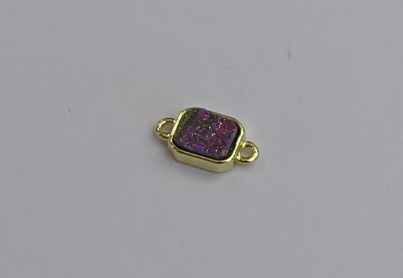 NGC5863 10*12mm rectangle plated druzy agate connectors wholesale