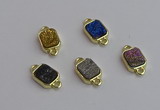 NGC5868 10*12mm rectangle plated druzy agate connectors wholesale