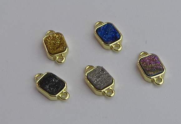 NGC5868 10*12mm rectangle plated druzy agate connectors wholesale