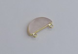 NGC5901 13*26mm moon rose quartz connectors wholesale