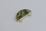 NGC5904 13*26mm moon green qutilated quartz connectors wholesale