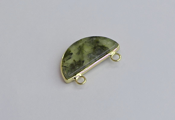 NGC5904 13*26mm moon green qutilated quartz connectors wholesale