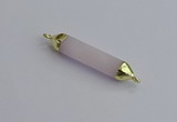 NGC5942 8*40mm tube rose quartz connectors wholesale