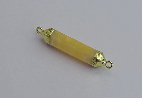 NGC5947 8*40mm tube yellow lace calcite connectors wholesale