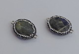 NGC5960 18*22mm faceted oval labradorite connectors wholesale