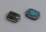 NGC5961 18*22mm faceted rectangle labradorite connectors wholesale