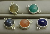 NGC5991 12mm coin mixed gemstone connectors wholesale