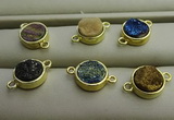 NGC6000 12mm coin plated druzy agate connectors wholesale