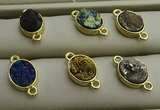 NGC6001 10*14mm oval plated druzy agate connectors wholesale