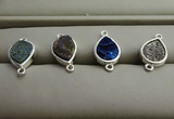 NGC6006 10*12mm flat teardrop plated druzy agate connectors wholesale