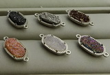 NGC6015 5*8mm oval plated druzy agate connectors wholesale