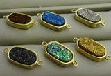 NGC6027 10*16mm oval plated druzy agate connectors wholesale