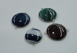 NGC63 30mm - 40mm flat round agate connectors wholesale